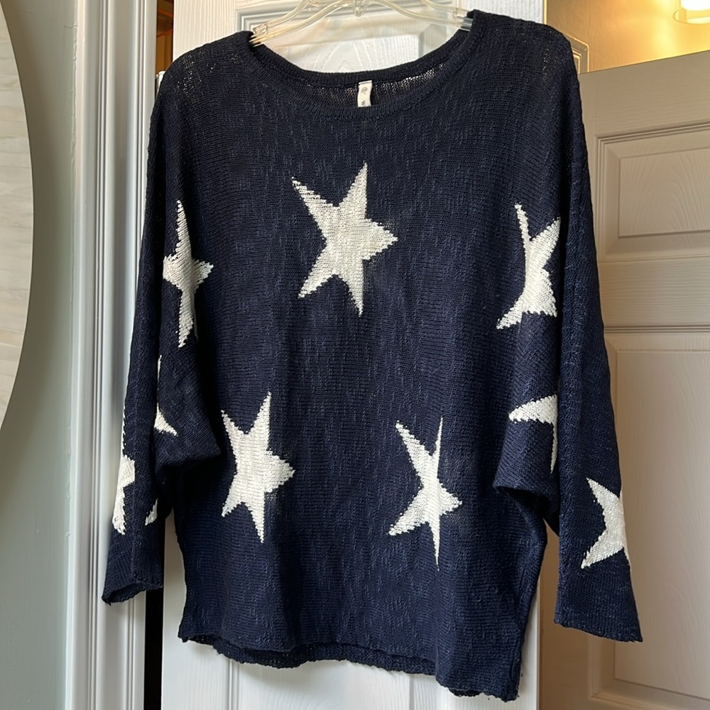 Navy Blue Sweater with White Stars